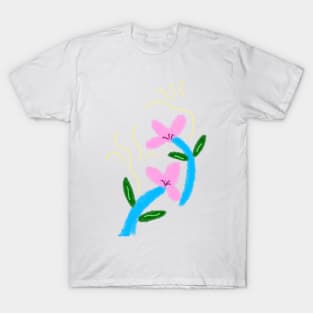 Pink blue flower art T-Shirt